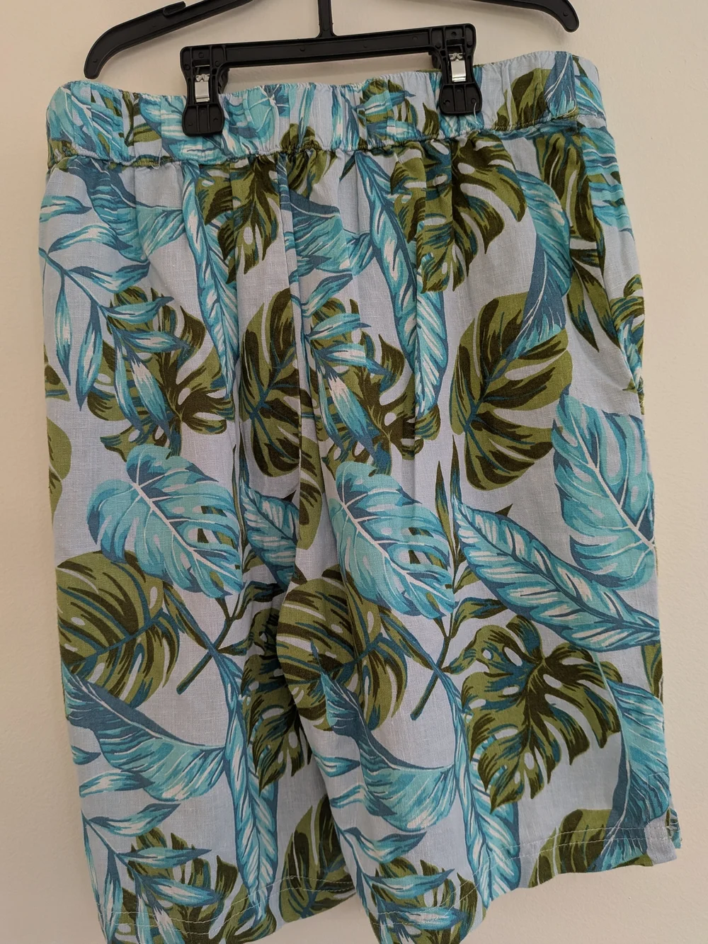 Main Character Energy Tropical Leaf Print Bermuda Shorts - Blue & Green